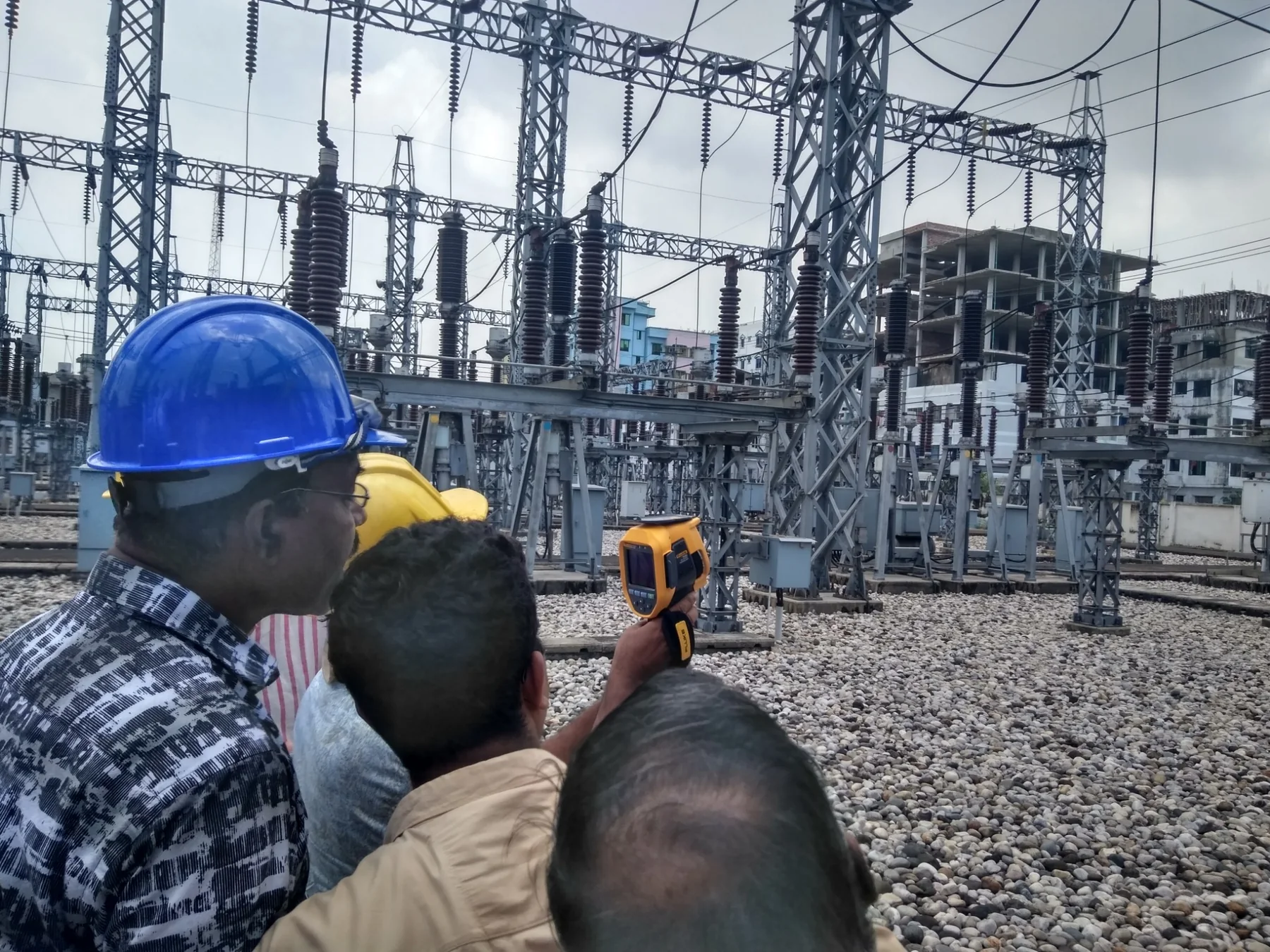 Fluke Ti450 thermal imager being used during an electrical substation inspection for PGCB