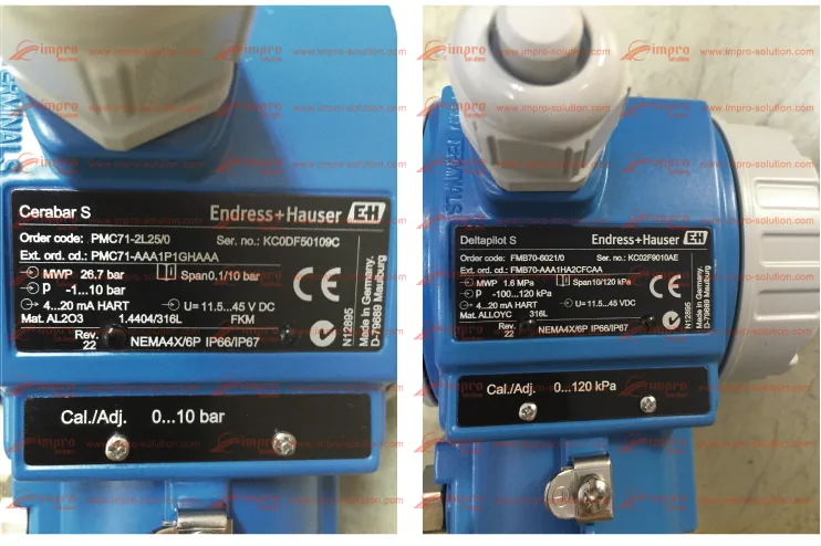 Endress+Hauser pressure transmitter supplied goods evidence for instrumentation / pressure measurement by Impro Solutions Bangladesh and Impro Solutions UK.