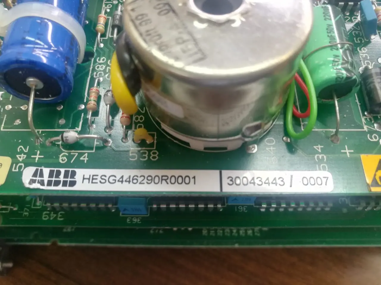 Close view of ABB HESG446290R0001 board identification label