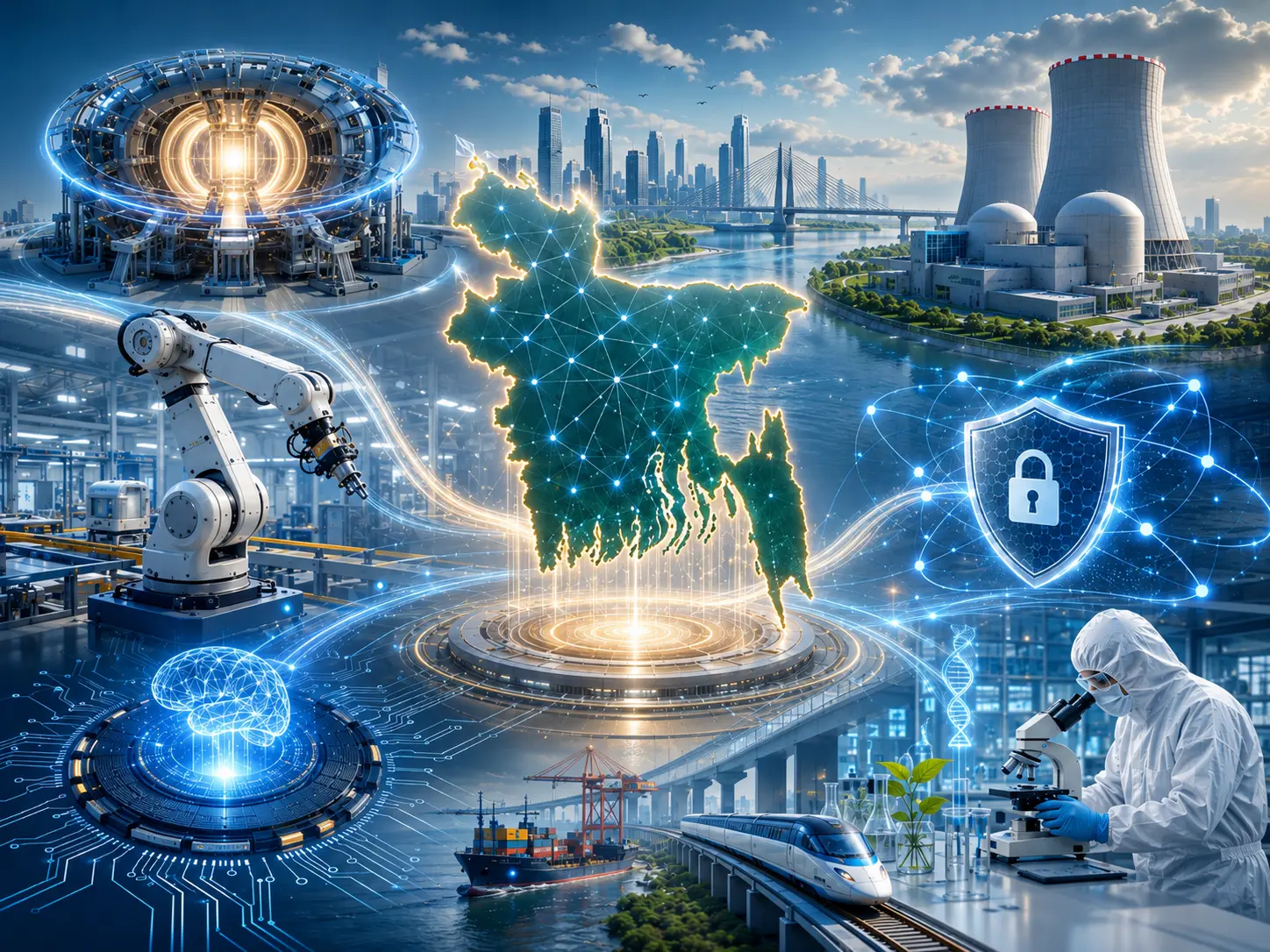 Future industrial intelligence for Bangladesh covering robotics, industrial AI, fusion, nuclear support, cybersecurity and biotech